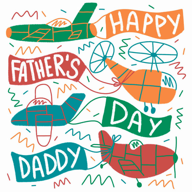 Happy Father's Day Colourful Planes Confetti-exploding Greetings Card