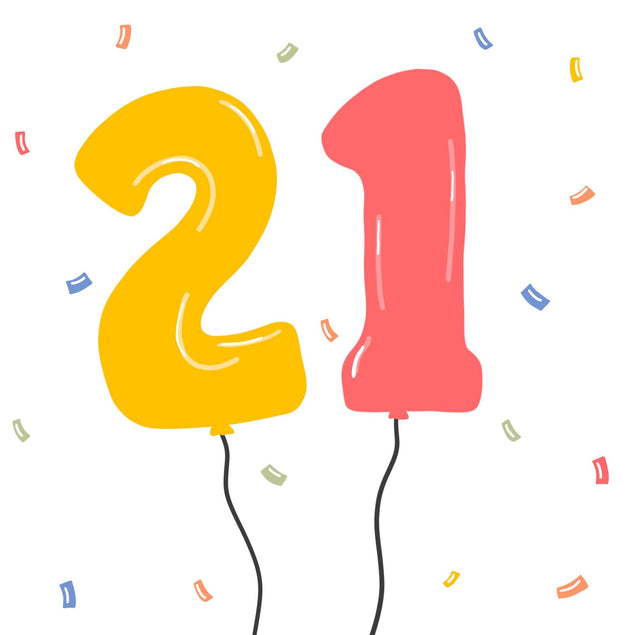 21 Balloons Multi Confetti-exploding Greetings Card