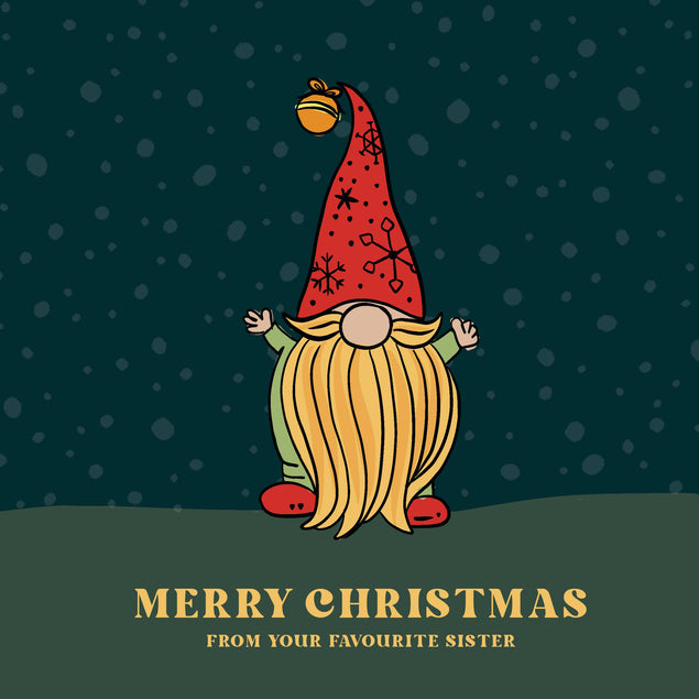 Merry Christmas From Your Favourite Sister Christmas Gnome Confetti-exploding Greetings Card