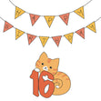 Birthday Cat 16 Confetti-exploding Greetings Card