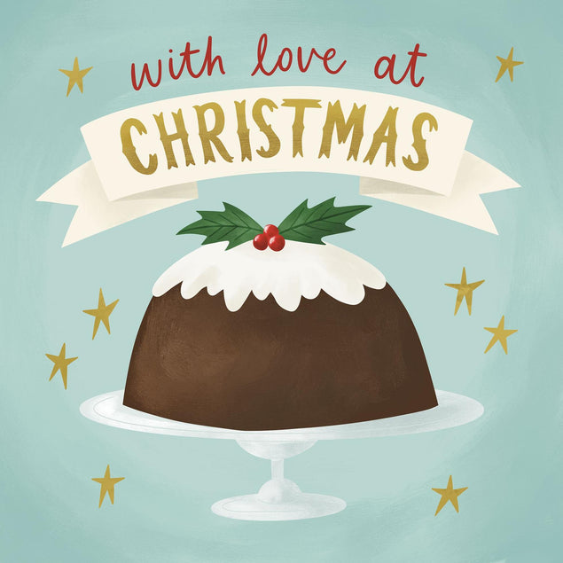 Christmas Pudding Blue Confetti-exploding Greetings Card