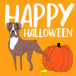 Happy Halloween Bulldog Peeing On A Pumpkin Confetti-exploding Greetings Card