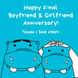 Blue Hippos Happy Last Anniversary Confetti-exploding Greetings Card