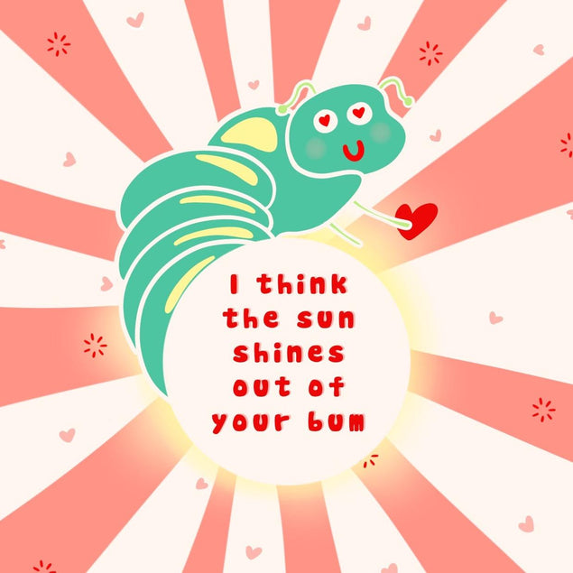 Glowworm Love Bum Confetti-exploding Greetings Card