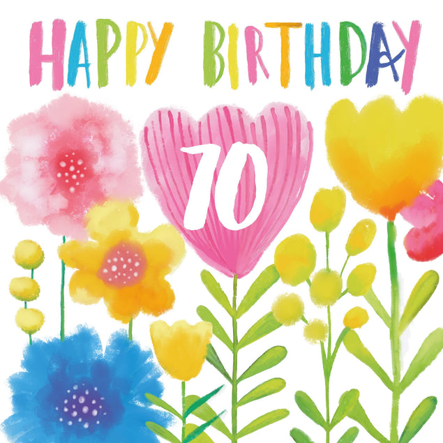 Delicate Flowers Happy 70th Birthday Confetti-exploding Greetings Card