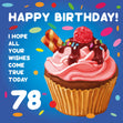 Sweet Cupcake Happy 78th Birthday Confetti-exploding Greetings Card