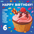 Happy 6th Birthday Cupcake Confetti-exploding Greetings Card