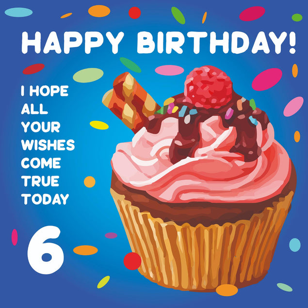 Happy 6th Birthday Cupcake Confetti-exploding Greetings Card