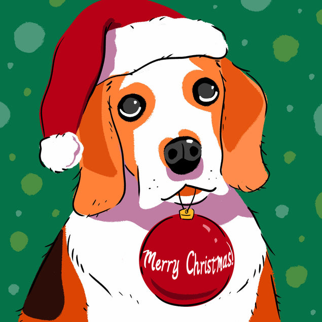 Merry Christmas Cute Beagle With A Christmas Ball Confetti-exploding Greetings Card