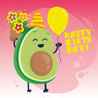 Avocado With Flowers Birthday Confetti-exploding Greetings Card