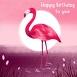 Happy Birthday Flamingo And Sunrise Confetti-exploding Greetings Card
