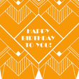 Orange Art Deco Happy Birthday Confetti-exploding Greetings Card
