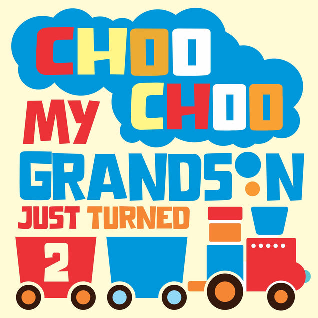 Choo Choo Happy 2nd Birthday Grandson Confetti-exploding Greetings Card