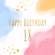 Golden Letters Cute Watercolor Clouds Happy 18th Birthday Confetti-exploding Greetings Card