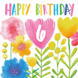 Delicate Flowers Happy 6th Birthday Confetti-exploding Greetings Card