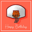 Orange Themed Hoopy Birthday Basketball Confetti-exploding Greetings Card