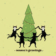 Season's Greetings Black Cats Dancing Around Christmas Tree Confetti-exploding Greetings Card