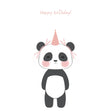 Cute Panda In Pink Party Hat Happy Birthday Confetti-exploding Greetings Card