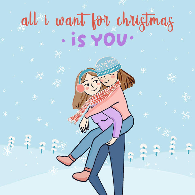 Lesbian Couple All I Want For Christmas Confetti-exploding Greetings Card