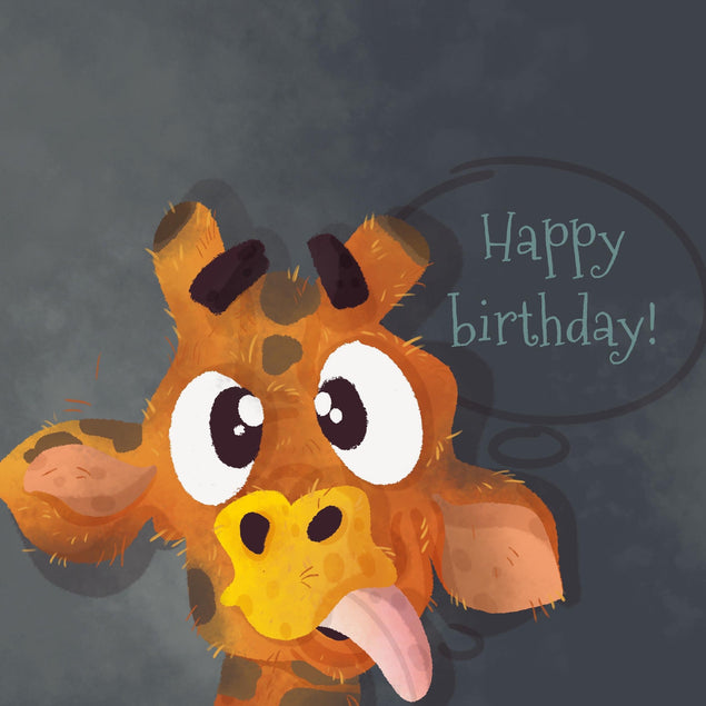 Cute Little Giraffe Happy Birthday Confetti-exploding Greetings Card