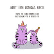 Happy 18th Birthday Niece Purple Cats Confetti-exploding Greetings Card