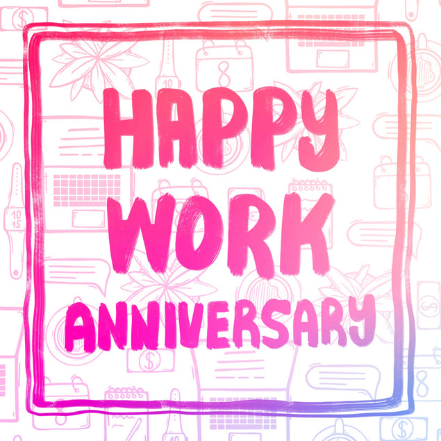 Happy Work Anniversary In Pink Confetti-exploding Greetings Card