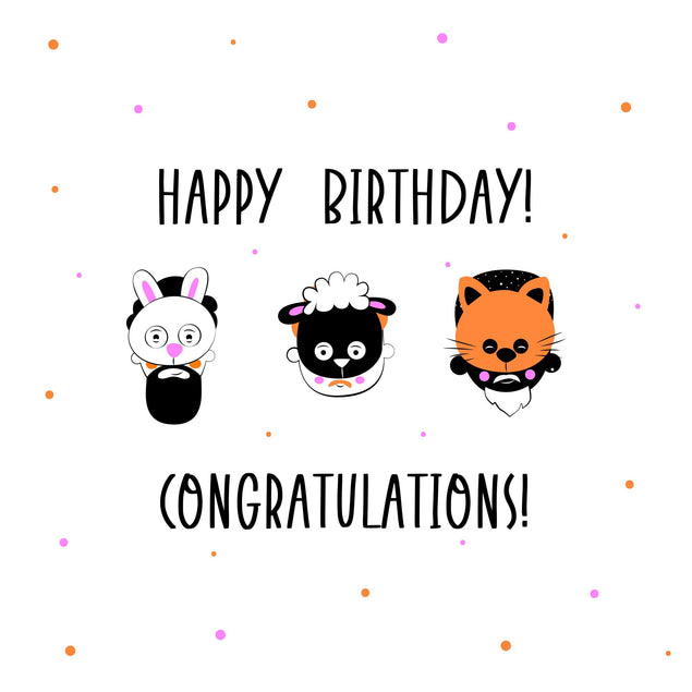Animal Masks Happy Birthday Confetti-exploding Greetings Card