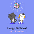 Happy Birthday Let's Dance Cats Confetti-exploding Greetings Card
