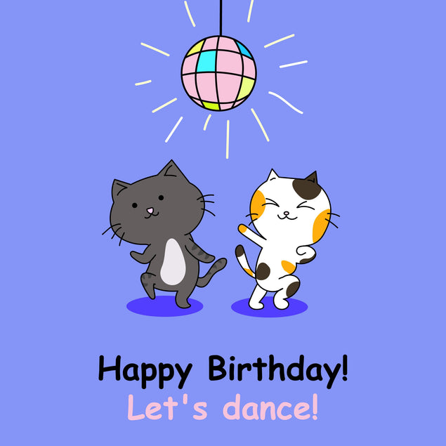 Happy Birthday Let's Dance Cats Confetti-exploding Greetings Card