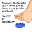 Happy 25th Birthday Blue Lego Brick Confetti-exploding Greetings Card