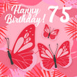Tropical Pink Butterfly 75th Birthday Confetti-exploding Greetings Card