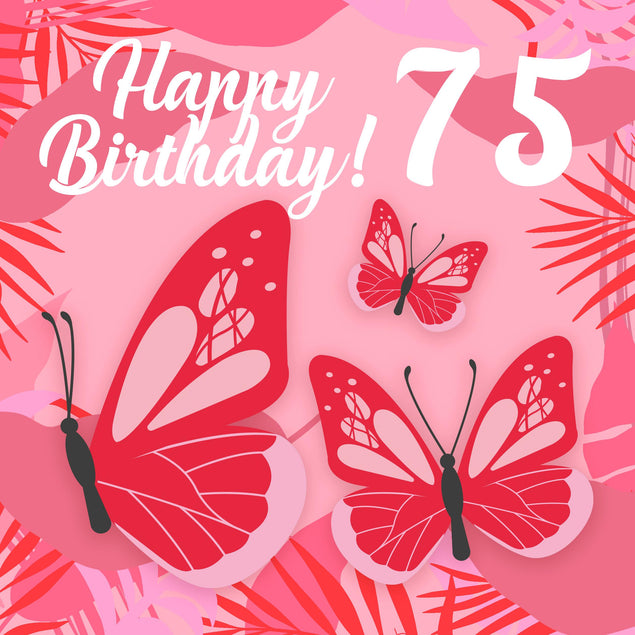 Tropical Pink Butterfly 75th Birthday Confetti-exploding Greetings Card
