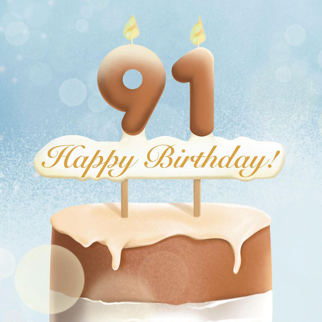 91st Happy Birthday Cake Confetti-exploding Greetings Card