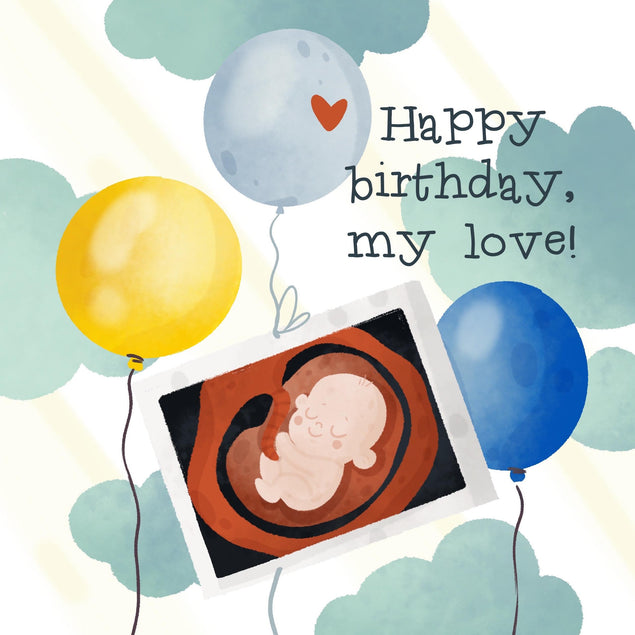 Balloons And Baby Picture Happy Birthday Confetti-exploding Greetings Card