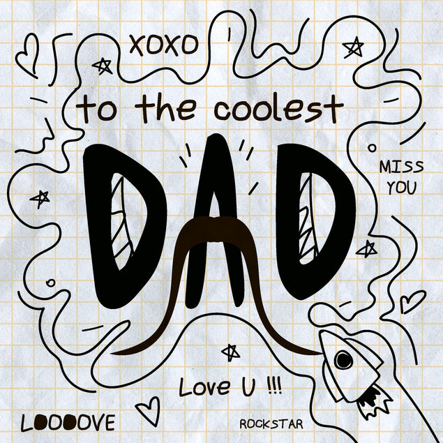 To The Coolest Dad Doodle Confetti-exploding Greetings Card