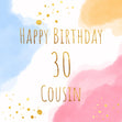 Golden Abstract Cousin 30th Birthday Confetti-exploding Greetings Card