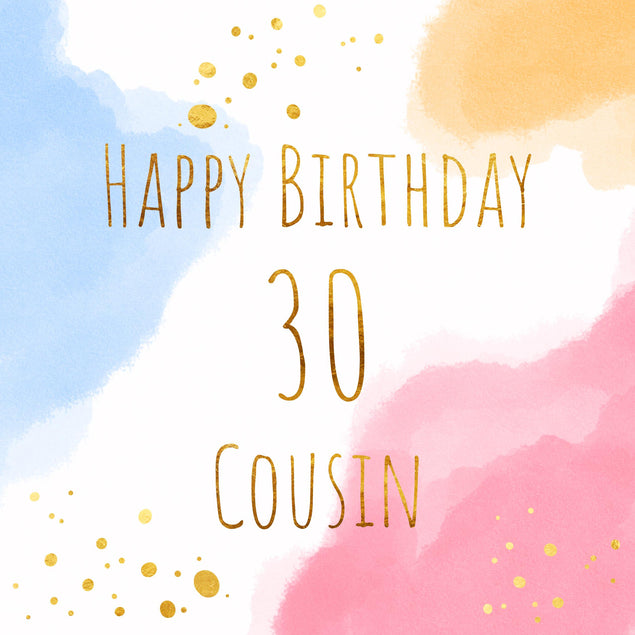 Golden Abstract Cousin 30th Birthday Confetti-exploding Greetings Card