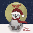 Christmas Cute Penguin Niece Confetti-exploding Greetings Card