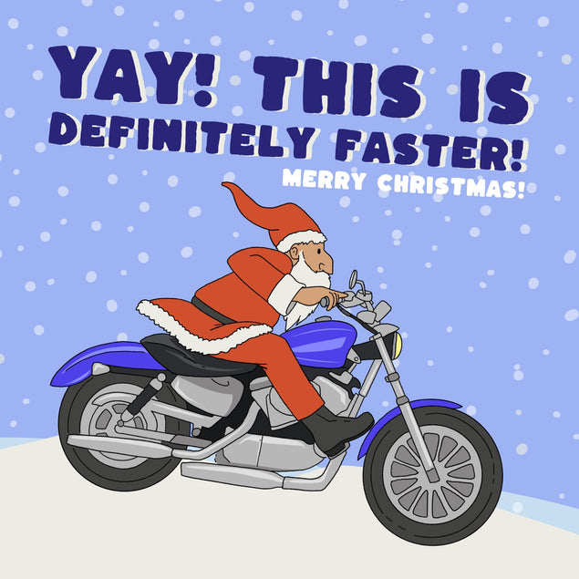 Santa And His Harley Davidson This Is Definitely Faster Christmas Confetti-exploding Greetings Card