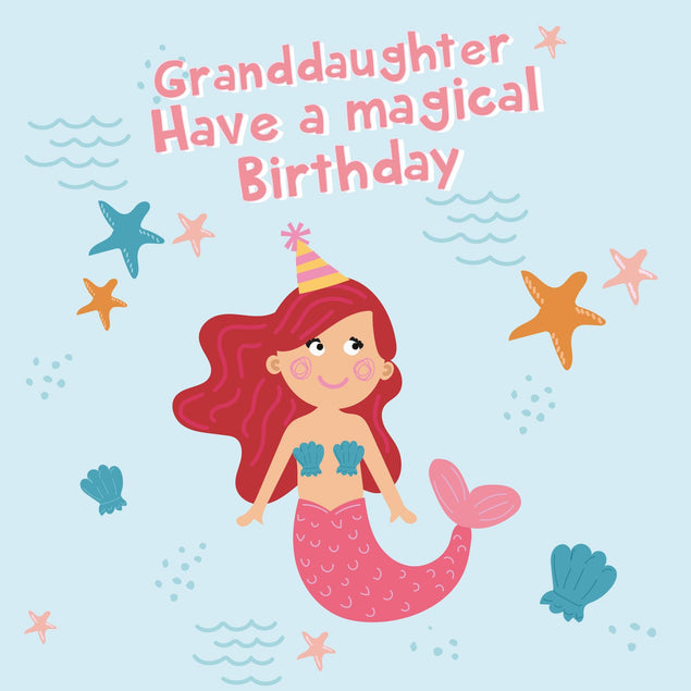 Happy Birthday Granddaughter Little Mermaid Confetti-exploding Greetings Card