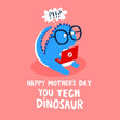 Tech Dinosaur Mother's Day Confetti-exploding Greetings Card