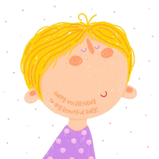 Cute Blond Boy Happy 4th Birthday Baby Confetti-exploding Greetings Card