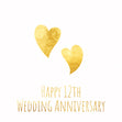 Happy 12th Wedding Anniversary Golden Hearts Confetti-exploding Greetings Card