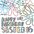 Happy 16th Birthday Sister Crayon Tropical Leaves Confetti-exploding Greetings Card