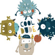 Cool Dude Monsters Confetti-exploding Greetings Card