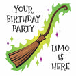 Broom Birthday Party Limo Confetti-exploding Greetings Card