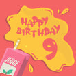 Open Juice Happy 9th Birthday Confetti-exploding Greetings Card