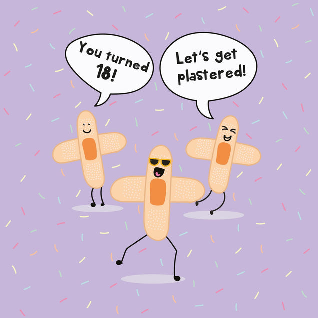 18th Birthday Let's Get Plastered Confetti-exploding Greetings Card