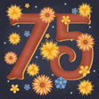 Night Flowers Happy 75th Birthday Confetti-exploding Greetings Card