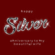 Happy Silver Anniversary Beautiful Wife Shiny Letters Red Confetti-exploding Greetings Card
